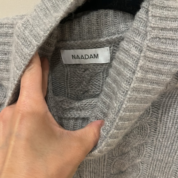 Nadaam Wool Cashmere Chunky Cable Turtleneck Sweater in Grey Size XS - Picture 7 of 9